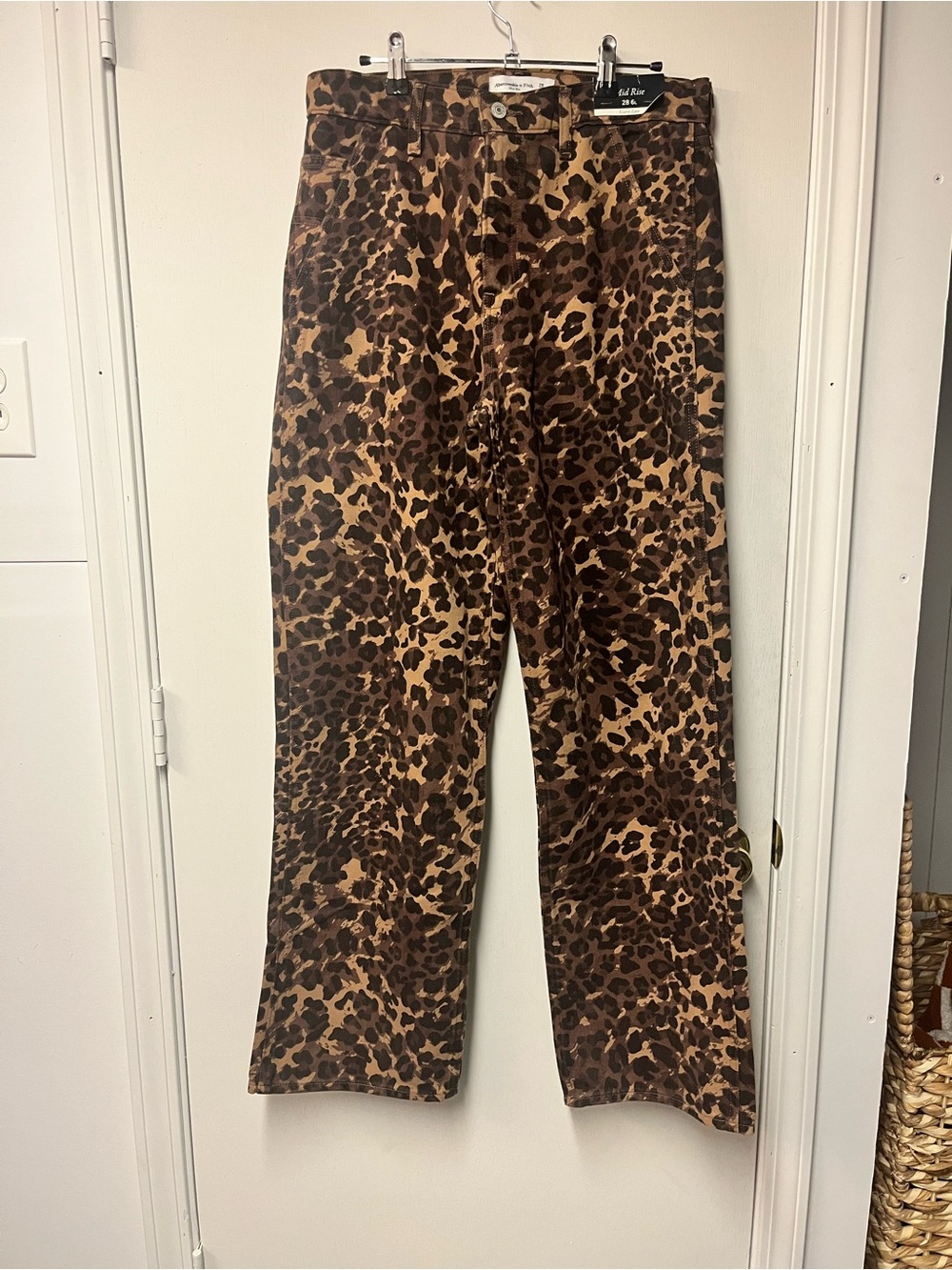 Abercrombie & Fitch Leopard Print Mid Rise Pants - Brown & Tan